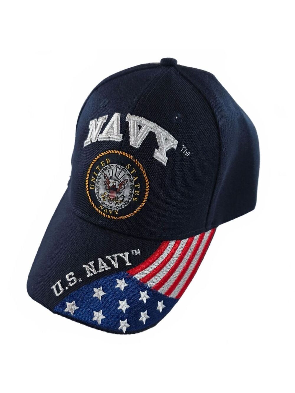 U.S. Navy Baseball Cap Adjustable Navy Blue Patriotic Flag Hat NWOT